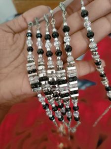 Stylish Black & Silver Bracelet Setof 6