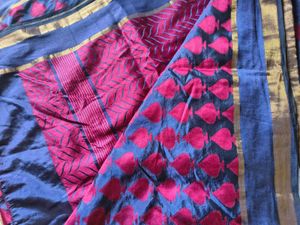 Elegant Blue and Pink Saree