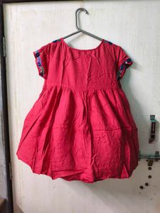 Red Embroidered Kurta Top