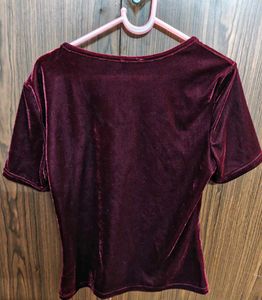 Women Maroon Velvet Top