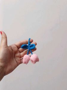 Crochet Flower Hair Clips or bag charms Set