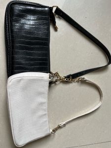 Crocodile Embossed Black Baguette