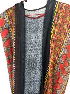 Printed Beach Coverup Kaftan With Free Jute Hat