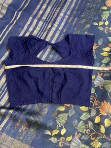 Navy Blue Floral Saree with Blouse