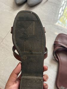 Brown Flat Sandals with Buckle