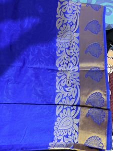 Royal Blue Saree with golden Border