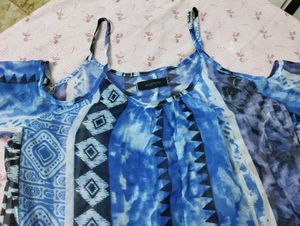 Blue Print Cold Shoulder Top