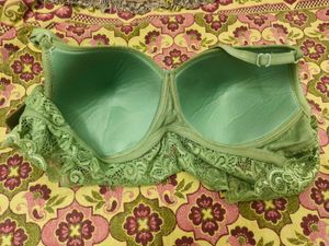 Green Lace Trim Bra