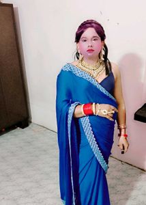 Vibrant Blue Embellished Saree