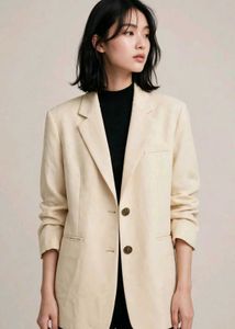 Butter yellow 💛 Chic Cream Oversized Blazer