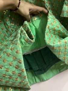 Green &amp; Gold Lehenga Choli Set