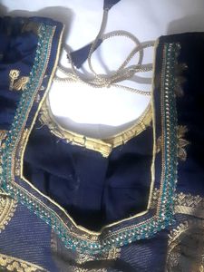 Green &amp; Gold Saree With Blouse.