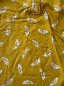 Honey Mustard Yellow Feather Print Top