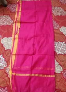 Vibrant Pink Dupatta with Golden Accents