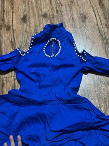 Blue Cold Shoulder Dress