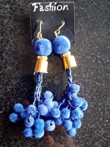 Funky Feather &amp;  Pom Earring