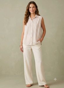 Striped Sleeveless Button-Up Shirt