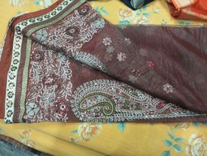 Elegant Brown Embroidered Saree