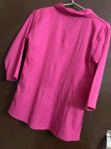 Pink Button-Down 3/4 Sleeve Shirt