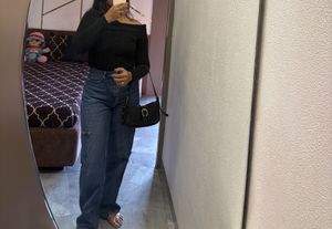 combo of Black Long Sleeve Crop Top And Jeans