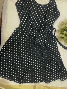 Black White Polka Dot A-Line Dress | Korean Style