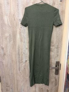 Olive Green Ribbed Midi Dress