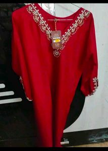 Elegant Red Embroidered Kurta