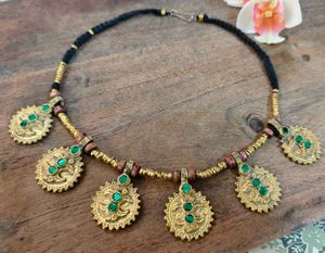 Vintage Afghani Necklace with Green Stones