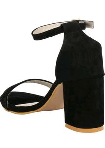 Black Block Heel Ankle Strap Sandals