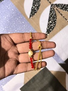 Red Beaded chain Bracelet