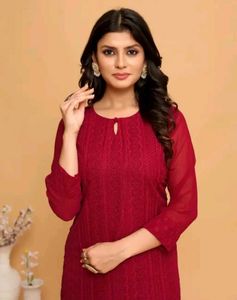 Elegant Maroon Chikankari Kurta