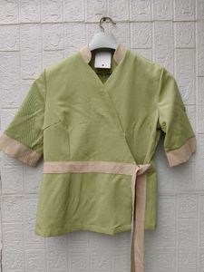 New with tag Korean Light Green Wrap Top