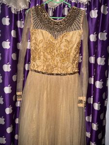 Royal Champagne Gold Embellished Shimmer Net Gown