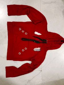 Red Feather Accent Hoodie