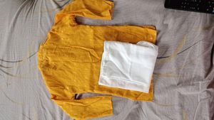 Kids Yellow Kurta White Pyjama