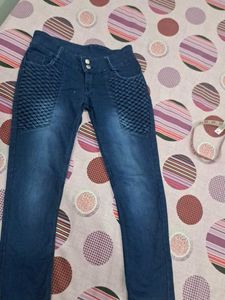 Embroidered Blue Denim Jeans