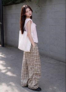Plaid Wide Leg Pants