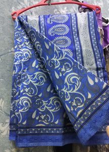 Blue Paisley Saree without blouse