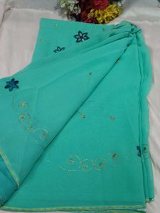 Elegant Teal Saree with blouse