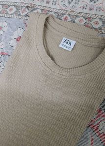 Zara Textured Crewneck Top