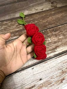 Red Rose Crochet Hair Bun gajra