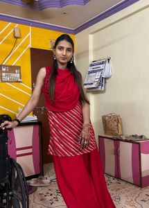 Elegant Red Saree with Embellishments