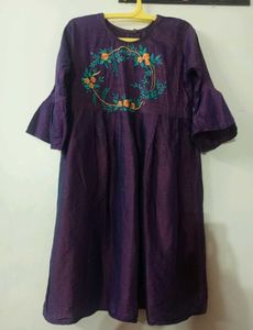 Elegant Purple Embroidered Kurti – Size XXL 💜