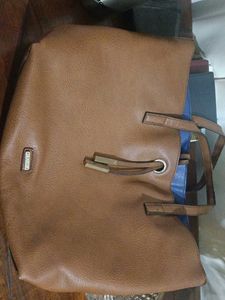 Stylish Brown Faux Leather Tote Bag