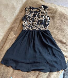 Sparkling Black & Gold Party Dress- S