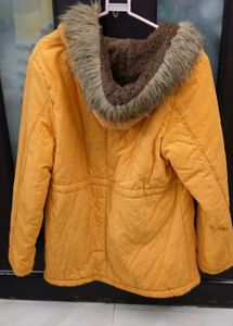 Women's Yellow Fur Lined Jacket - XL - New