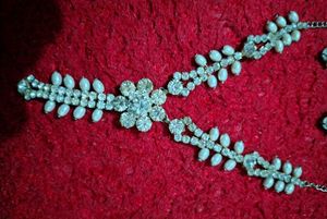Sparkling Rhinestone &amp; Pearl Necklace Set