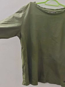 Solid Olive Green Long Sleeve Top