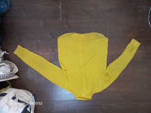 Chic Yellow Polka Dot Long Sleeve Top