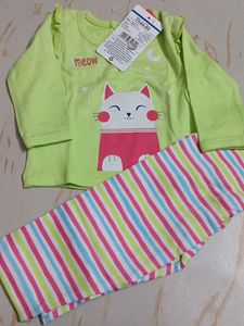 3-6 mnth new Cute Cat Print Cotton Pajama Set